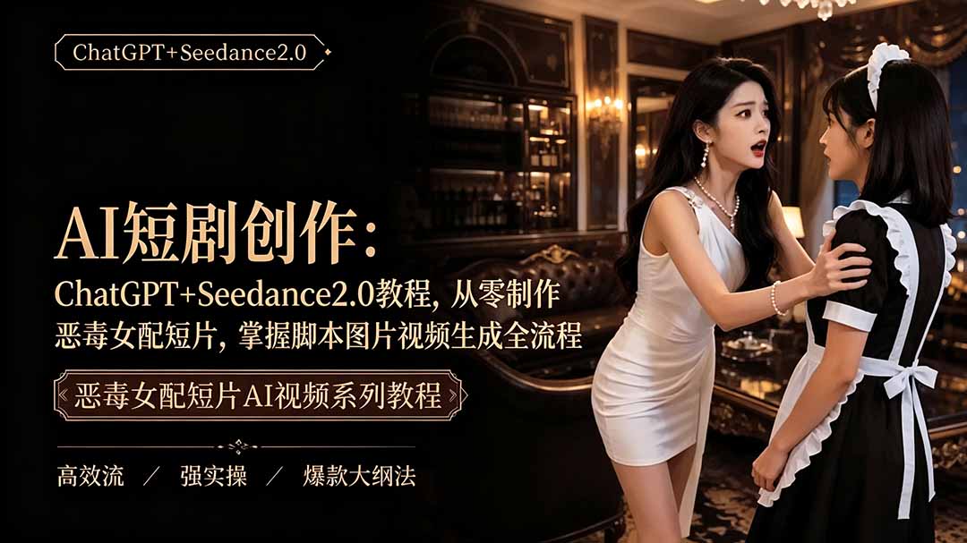(19545期)AI短剧创作:ChatGPT+Seedance2.0教程,从零制作恶毒女配短片,掌握脚本图片视频生成全流程-知创网