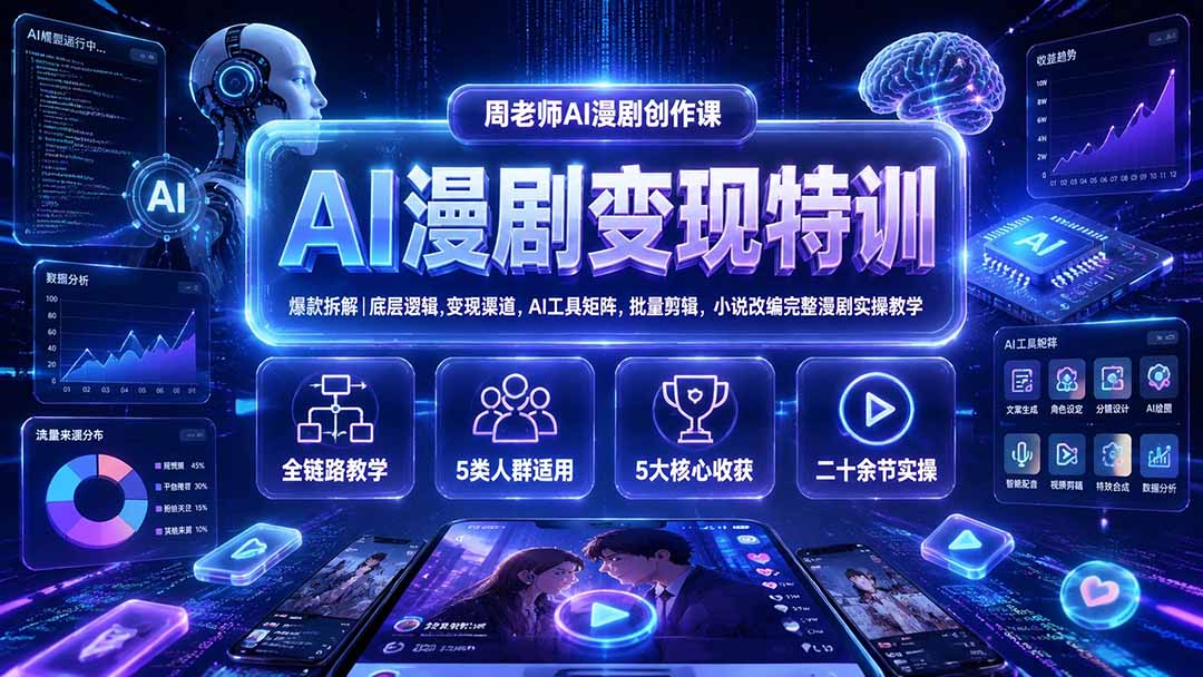 (19633期)AI漫剧变现特训★爆款拆解|底层逻辑,变现渠道,AI工具矩阵,批量剪辑,小说改编完整漫剧实操教学-知创网