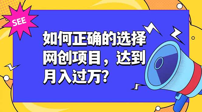 (19176期)如何正确的选择网创项目,达到月入过万?,本课程教你正确选择项目。-知创网