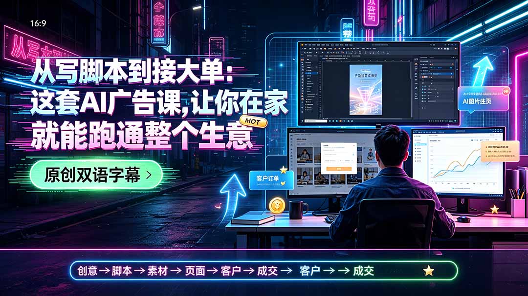 (19318期)从写脚本到接大单:这套AI广告课,让你在家就能跑通整个生意【原创双语字幕】-知创网