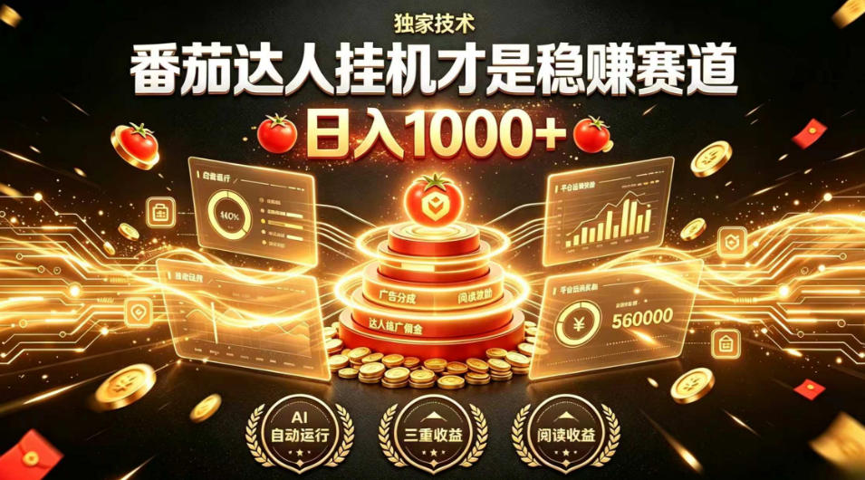 别再瞎找副业！番茄达人挂G才是稳賺赛道，日入1000+，全程傻瓜式操作，可矩阵放大【揭秘】-知创网