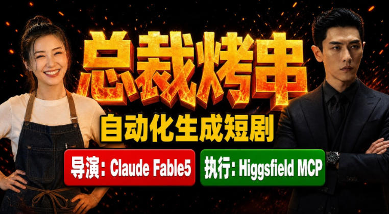 Claude Fable5担任导演+Higgsfield MCP落地执行｜《总裁烤串》真人质感短剧全自动AI生成全流程教学-知创网