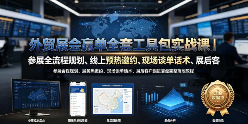 外贸展会赢单全套工具包实战课｜参展全流程规划、线上预热邀约、现场谈单话术、展后客户跟进复盘完整落地教程-知创网