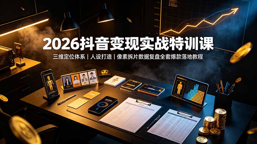 （19419期）2026抖音变现实战特训课：三维定位体系｜人设打造｜像素拆片数据复盘全套爆款落地教程-知创网