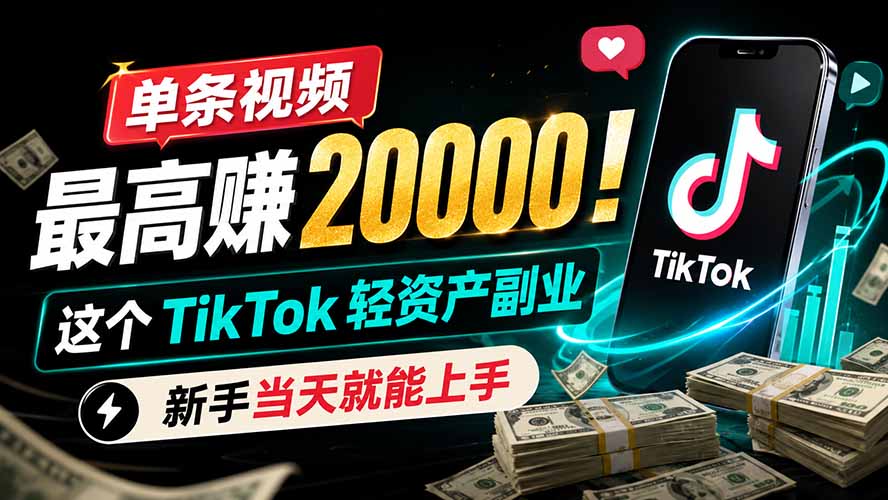 (19457期)单条视频最高赚 20000!这个 TikTok 轻资产副业,新手当天就能上手-知创网