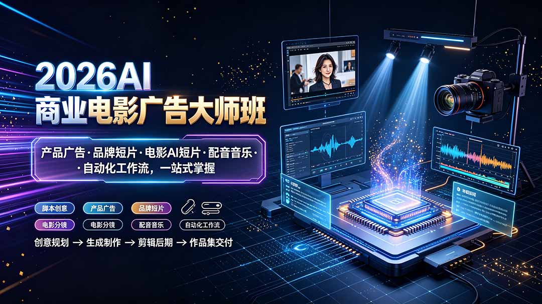 （19303期）2026AI商业电影广告大师班：产品广告·品牌短片·电影AI短片·配音音乐·自动化工作流，一站式掌握-知创网