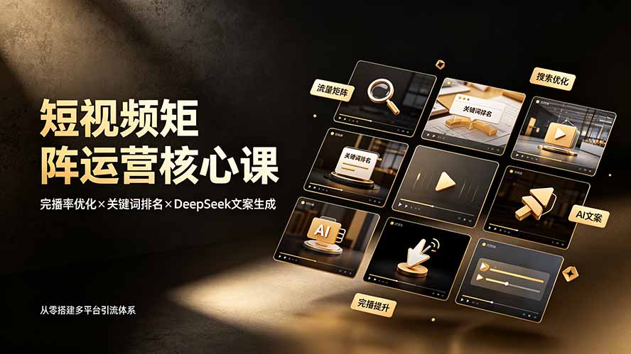 （19259期）短视频矩阵运营核心课：完播率优化×关键词排名×DeepSeek文案生成，从零搭建多平台引流体系-知创网