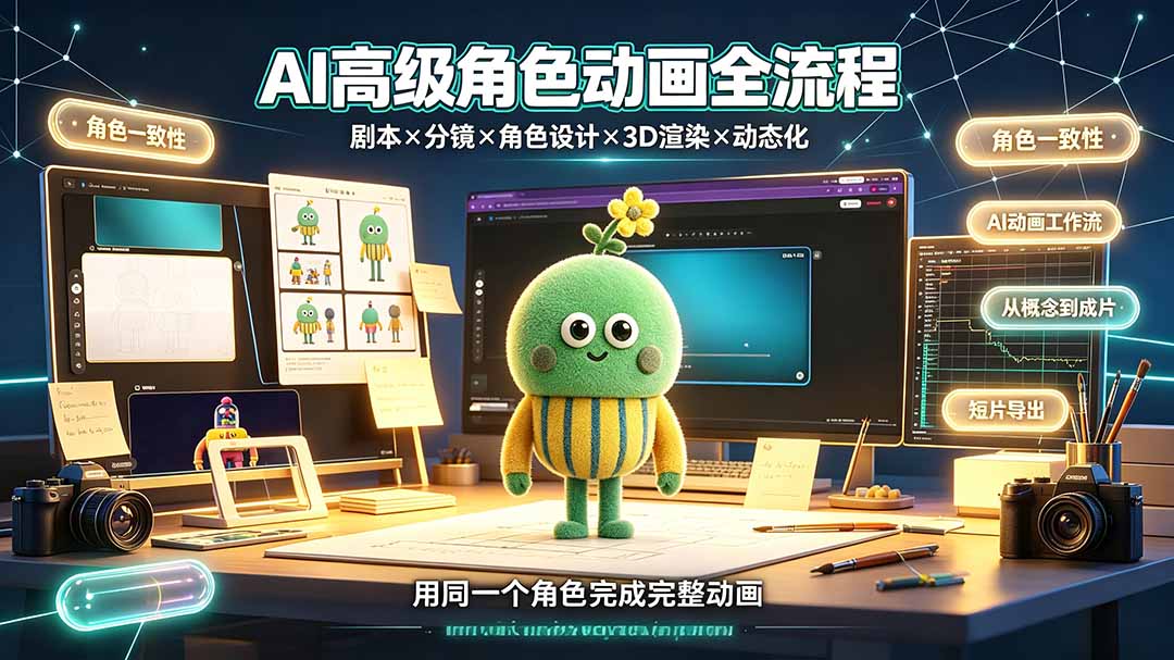 （19304期）AI高级角色动画全流程：剧本×分镜×角色设计×3D渲染×动态化，从概念到成片一站式教学-知创网