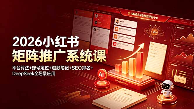 (19129期)2026小红书矩阵推广系统课:平台算法+账号定位+爆款笔记+SEO排名+DeepSeek全场景应用-知创网
