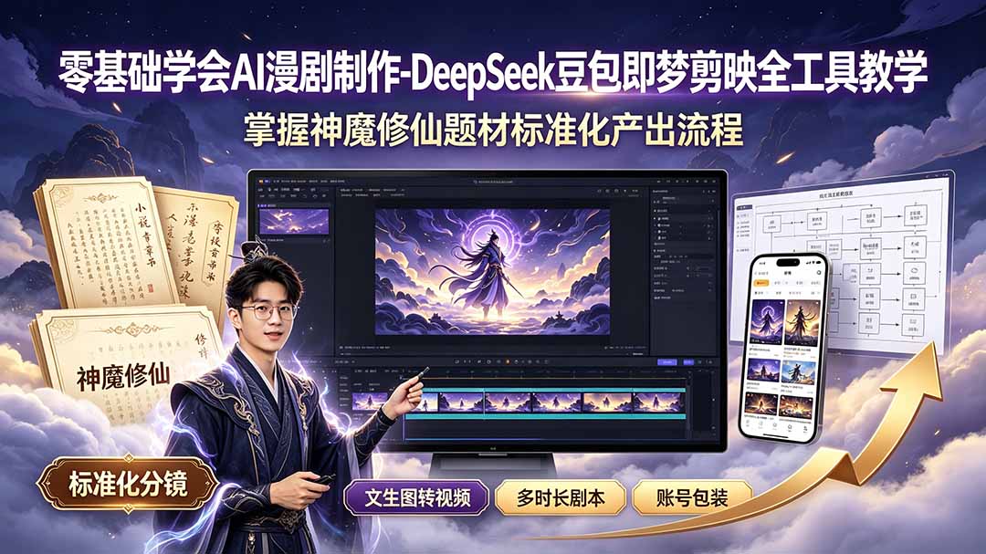 （19263期）零基础学会AI漫剧制作-DeepSeek豆包即梦剪映全工具教学，掌握神魔修仙题材标准化产出流程-知创网