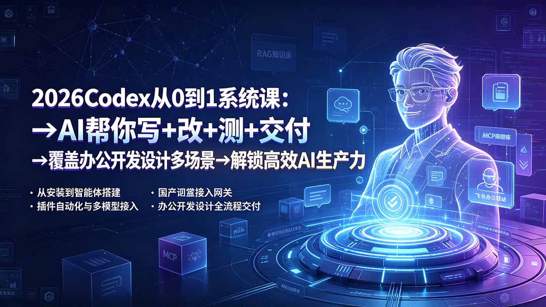 (19461期)2026Codex从0到1系统课:→AI帮你写+改+测+交付→覆盖办公开发设计多场景→解锁高效AI生产力-知创网