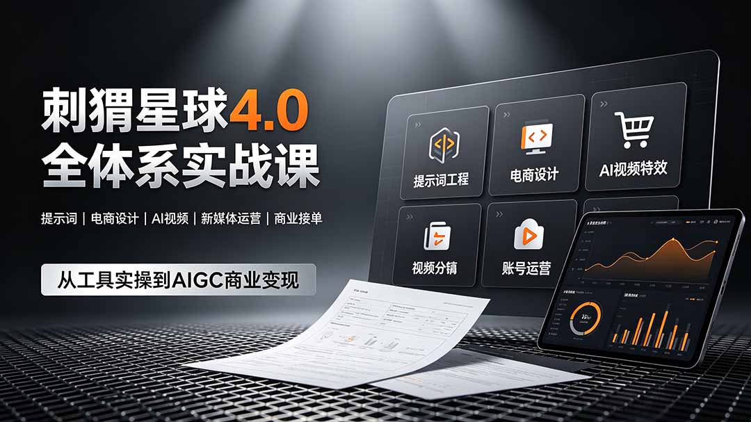 （19224期）刺猬星球4.0全体系实战课，覆盖提示词工程、电商设计、AI视频特效与新媒体运营，一站式掌握AIGC商业核心技能-知创网