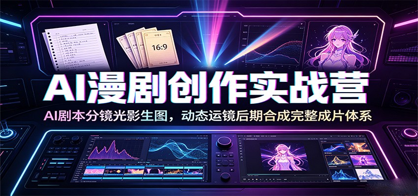 AI漫剧创作实战营:AI剧本分镜光影生图,动态运镜后期合成完整成片体系-知创网