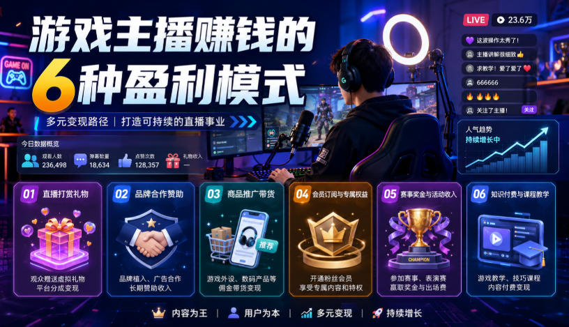 付费文章：游戏主播賺钱的6种盈利模式-知创网