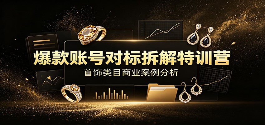 爆款账号对标拆解特训营:首饰类目商业案例分析,配套完整资料内容-知创网