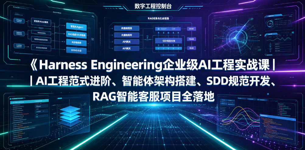 Harness Engineering企业级AI工程实战课|AI工程范式进阶、智能体架构搭建、SDD规范开发、RAG智能客服项目全落地-知创网