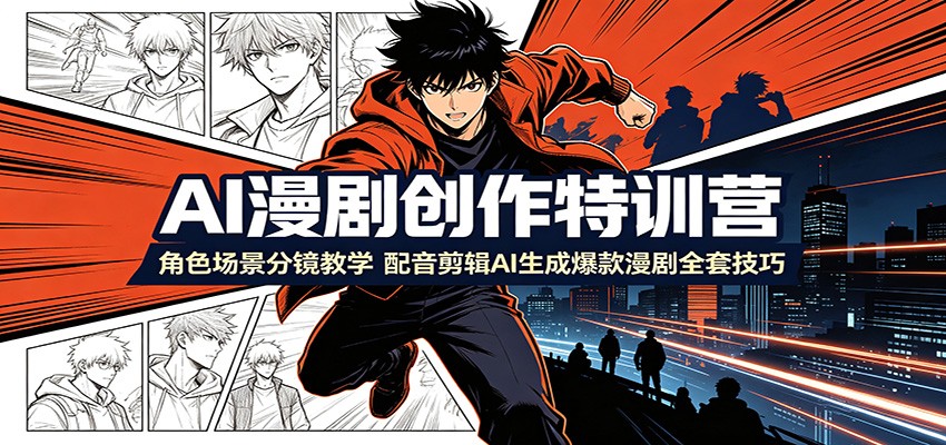 AI漫剧创作特训营：角色场景分镜教学，配音剪辑AI生成爆款漫剧全套技巧-知创网