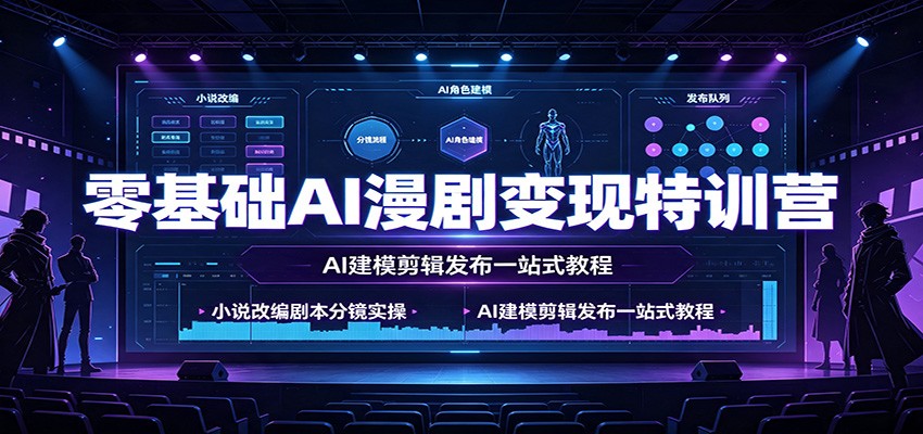 零基础AI漫剧变现特训营：小说改编剧本分镜实操，AI建模剪辑发布一站式教程-知创网