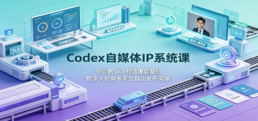 Codex自媒体IP系统课:IP诊断Skill打造爆款复刻,数字人视频多平台自动发布实操-知创网