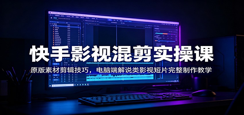 快手影视混剪实操课:原版素材剪辑技巧,电脑端解说类影视短片完整制作教学-知创网