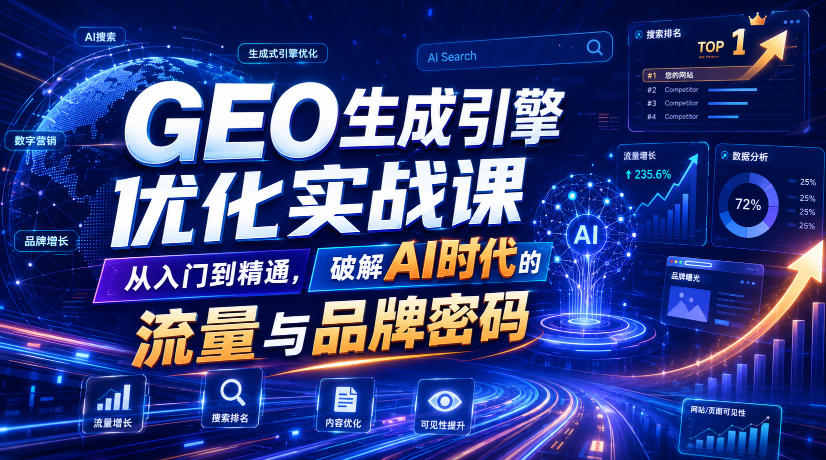 GEO生成引擎优化实战课,从入门到精通,破解AI时代的流量与品牌密码-知创网