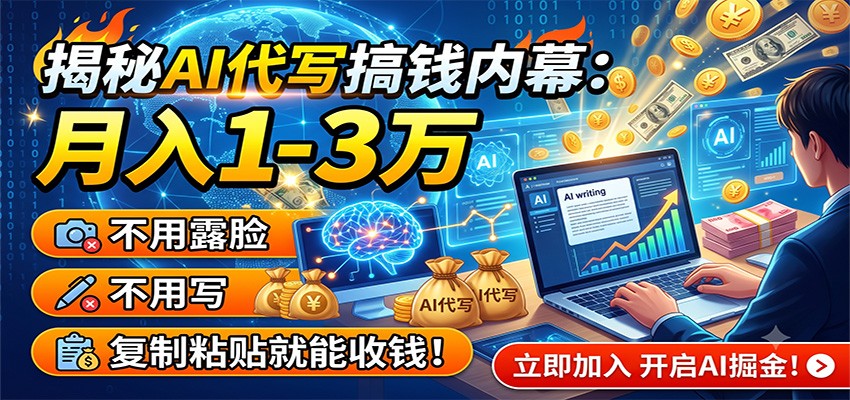 揭秘AI代写搞钱内幕：月入1-3万，不用露脸不用写，复制粘贴就能收钱！-知创网