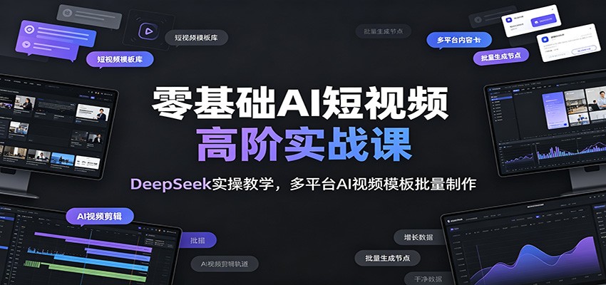 零基础AI短视频高阶实战课:DeepSeek实操教学,多平台AI视频模板批量制作-知创网