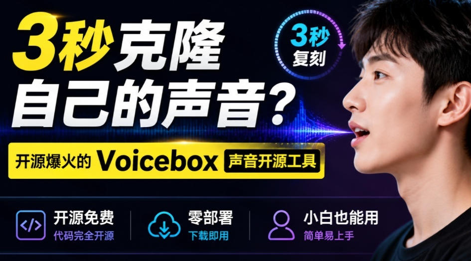 3秒克隆自己的声音？开源爆火的Voicebox声音开源工具，实测体验超好，零部署小白也能直接用-知创网
