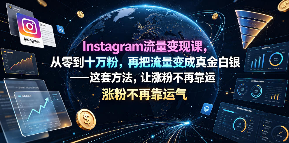 Instagram流量变现课,从零到十万粉,再把流量变成真金白银——这套方法,让涨粉不再靠运气【原创双语字幕】-知创网
