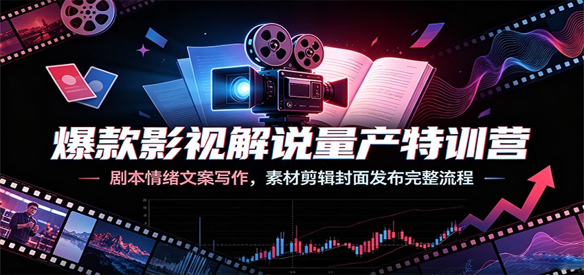 爆款影视解说量产特训营：剧本情绪文案写作，素材剪辑封面发布完整流程-知创网