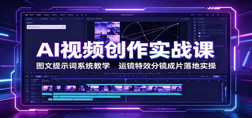 AI视频创作实战课：图文提示词系统教学，运镜特效分镜成片落地实操-知创网