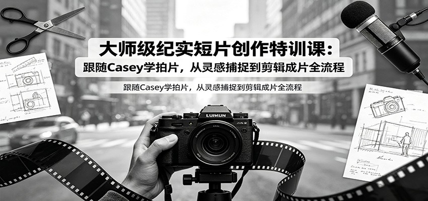 大师级纪实短片创作特训课：跟随Casey学拍片，从灵感捕捉到剪辑成片全流程-知创网
