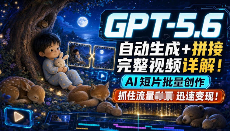GPT-5.6自动生成＋拼接完整视频详解，AI短片批量创作，抓住流量迅速变现！-知创网