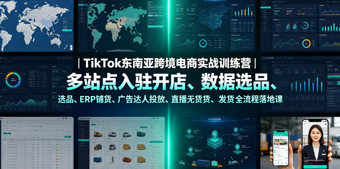 TikTok东南亚跨境电商实战训练营｜多站点入驻开店、数据选品、ERP铺货、广告达人投放、直播无货源发货全流程落地课-知创网