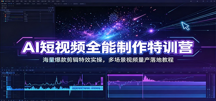 AI短视频全能制作特训营:海量爆款剪辑特效实操,多场景视频量产落地教程-知创网