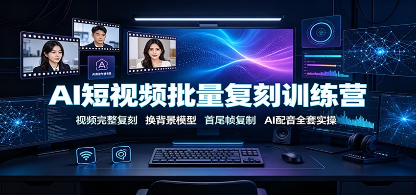 AI短视频批量复刻训练营:视频完整复刻,换背景模型、首尾帧复制、AI配音全套实操-知创网