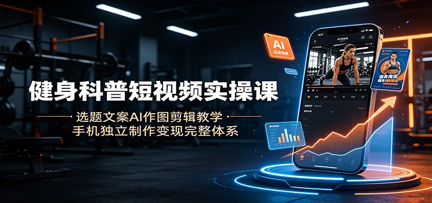 健身科普短视频实操课:选题文案AI作图剪辑教学,手机独立制作变现完整体系-知创网