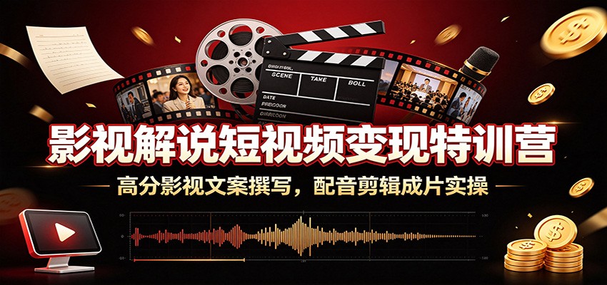 影视解说短视频变现特训营:高分影视文案撰写,配音剪辑成片实操-知创网