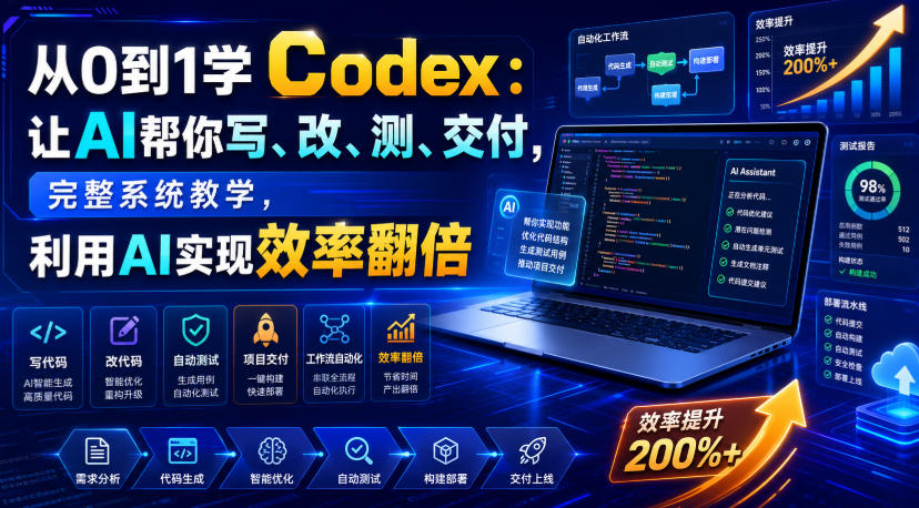从0到1学Codex：让AI帮你写、改、测、交付，完整系统教学，利用AI实现效率翻倍-知创网