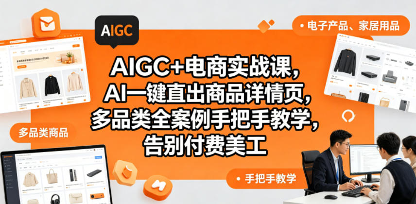 AIGC+电商实战课，AI一键直出商品详情页，多品类全案例手把手教学，告别付费美工（更新0704）-知创网