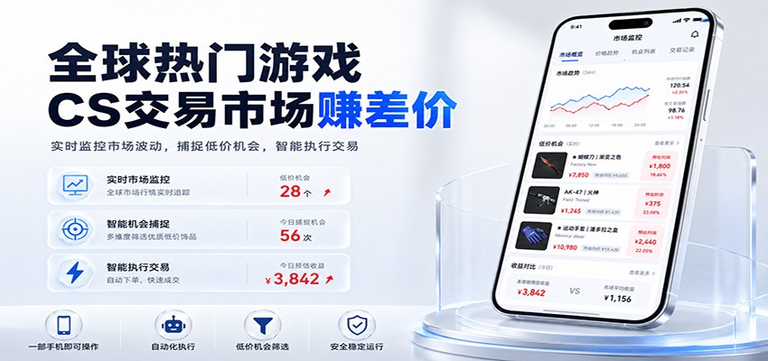 全球热门游戏CS交易市场赚差价，一个账号一部手机即可稳定运行，月入过万-知创网