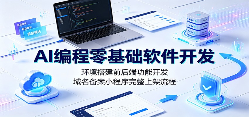 AI编程零基础软件开发:环境搭建前后端功能开发,域名备案小程序完整上架流程-知创网