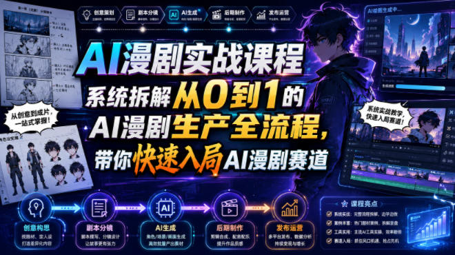 AI漫剧实战课程,系统拆解从0到1的AI漫剧生产全流程,带你快速入局AI漫剧赛道-知创网