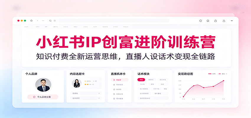 小红书IP创富进阶训练营：知识付费全新运营思维，直播人设话术变现全链路-知创网