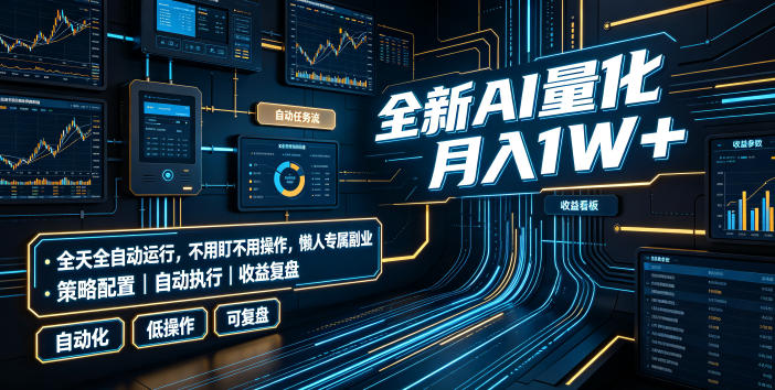 全新AI量化月入1W+，全天全自动运行，不用盯不用操作，懒人专属副业！【揭秘】-知创网