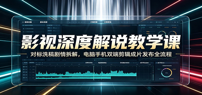 影视深度解说教学课：对标洗稿剧情拆解，电脑手机双端剪辑成片发布全流程-知创网