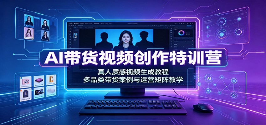 AI带货视频创作特训营：真人质感视频生成教程，多品类带货案例与运营矩阵教学-知创网