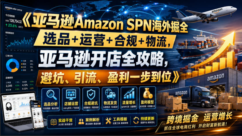 亚马逊Amazon SPN海外掘全，选品+运营+合规+物流，亚马逊开店全攻略，避坑、引流、盈利一步到位-知创网
