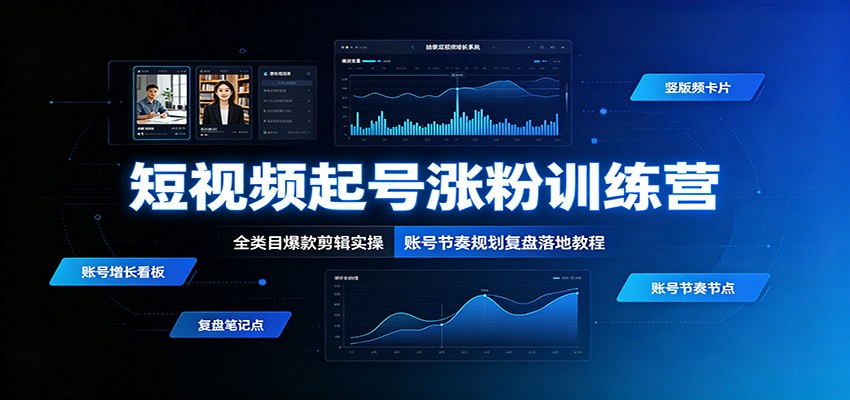 短视频起号涨粉训练营:全类目爆款剪辑实操,账号节奏规划复盘落地教程-知创网