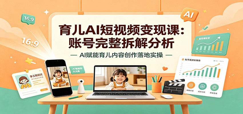 育儿AI短视频变现课:账号完整拆解分析,AI赋能育儿内容创作落地实操-知创网